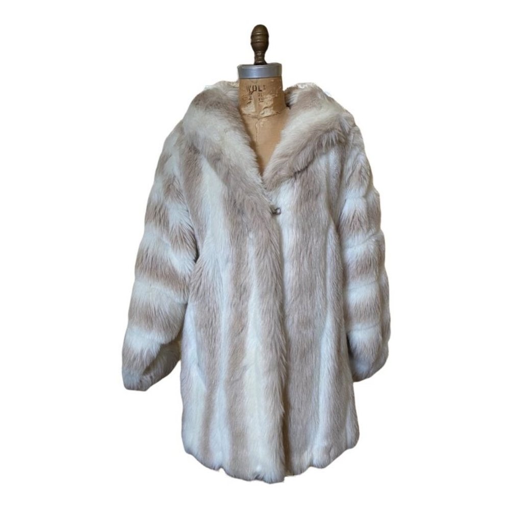 Vintage 1980 Jordache Faux Fur Coat Ombre USA size 11/12